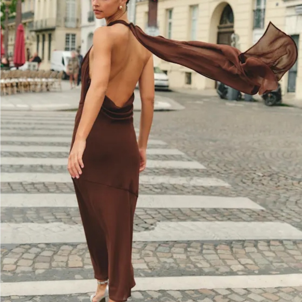 Lulu's Chic Brown Backless Dress